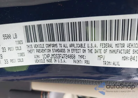 2015 Jeep Cherokee Limited from USA, damaged, VIN 1C4PJMDS3FW724060